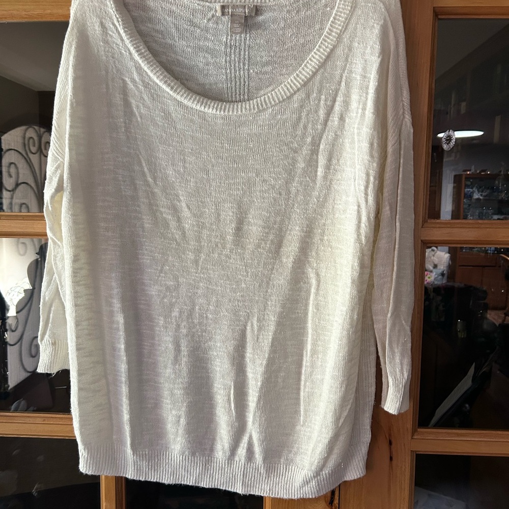 Banana Republic white sweater. Goes nicely under a coat or sweater